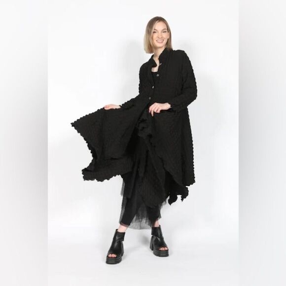 HEYDARI Jackets & Blazers - HEYDARI Nopj4149 Asymmetrical Handkerchief Hem Textured Black Jacket  M NWOT